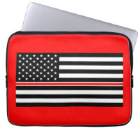 Thin Red Line Firefighters Heroes American Flag