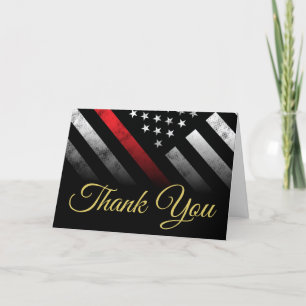 Thin Red Line Fireman Firefighter Fire Department Thank You Card