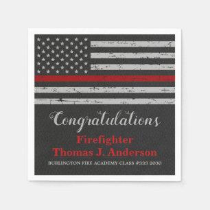 Thin Red Line Fireman Firefighter Graduation Napkin