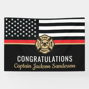 Thin Red Line Flag Congrats Firefighter Retirement Banner