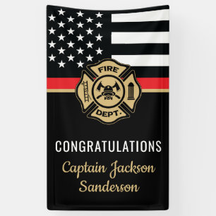 Thin Red Line Flag Congrats Firefighter Retirement Banner
