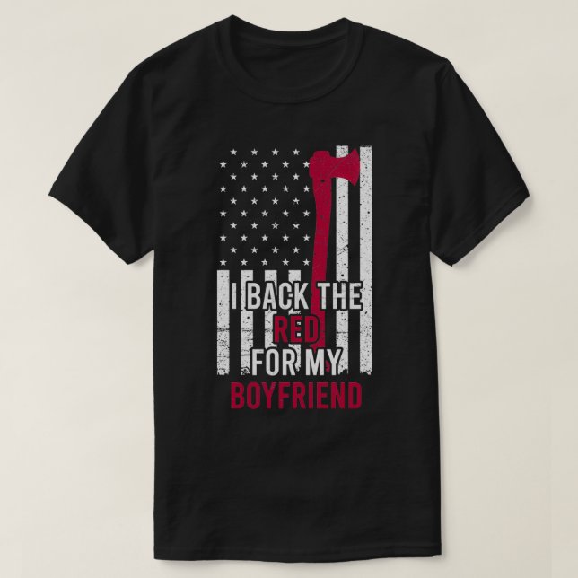Thin Red Line Flag Firefighter Girlfriend  T-Shirt (Design Front)