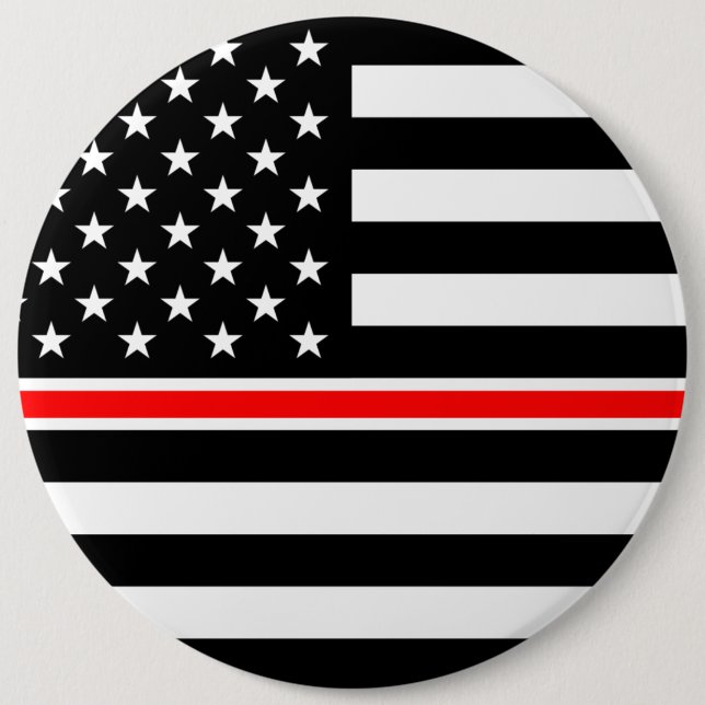 Thin Red Line Flag: Firefighter Hero Memorial 6 Cm Round Badge (Front)
