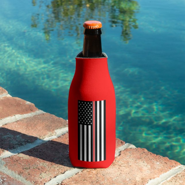 Thin Red Line Flag: Firefighter Hero Memorial Bottle Cooler (In Situ Pool)