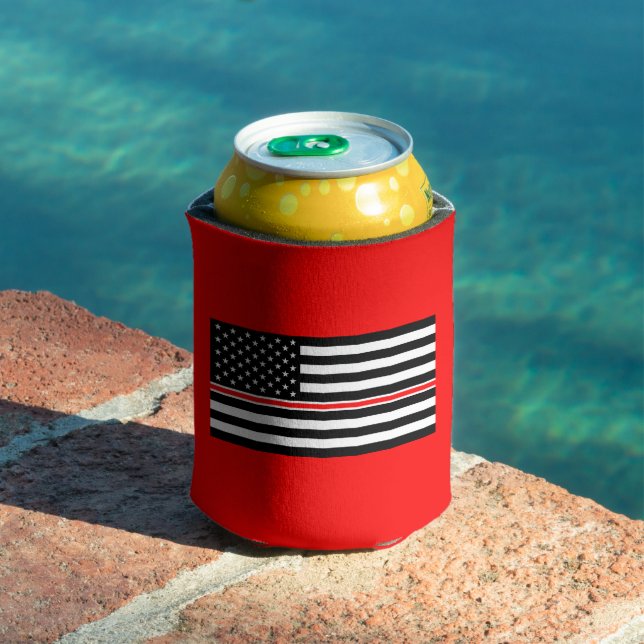 Thin Red Line Flag: Firefighter Hero Memorial Can Cooler (In Situ Pool)