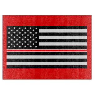Thin Red Line Flag: Firefighter Hero Memorial Cutting Board