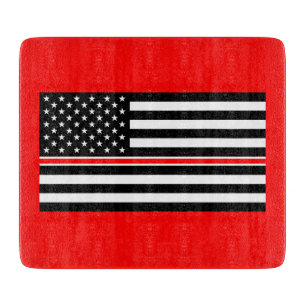 Thin Red Line Flag: Firefighter Hero Memorial Cutting Board
