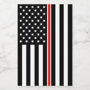 Thin Red Line Flag: Firefighter Hero Memorial Food Label