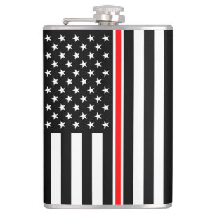 Thin Red Line Flag: Firefighter Hero Memorial Hip Flask