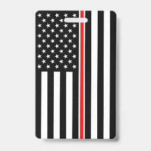 Thin Red Line Flag: Firefighter Hero Memorial ID Badge