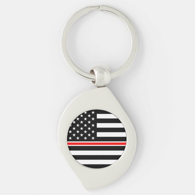 Thin Red Line Flag: Firefighter Hero Memorial Key Ring (Front)
