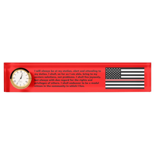 Thin Red Line Flag: Firefighter Hero Memorial Nameplate (Front)