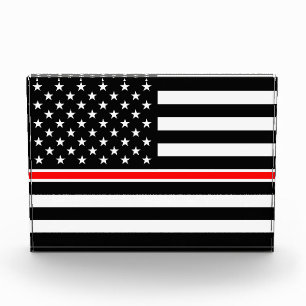 Thin Red Line Flag: Firefighter Hero Memorial Photo Block