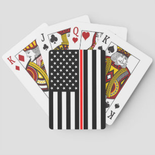 Thin Red Line Flag: Firefighter Hero Memorial Playing Cards