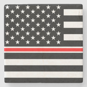 Thin Red Line Flag: Firefighter Hero Memorial Stone Coaster