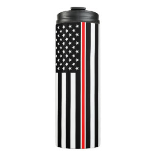 Thin Red Line Flag: Firefighter Hero Memorial Thermal Tumbler