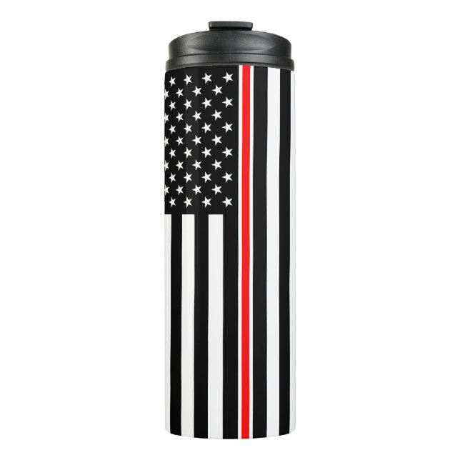 Thin Red Line Flag: Firefighter Hero Memorial Thermal Tumbler (Front)