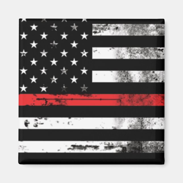Thin Red Line Flag Firefighter Magnet (Front)