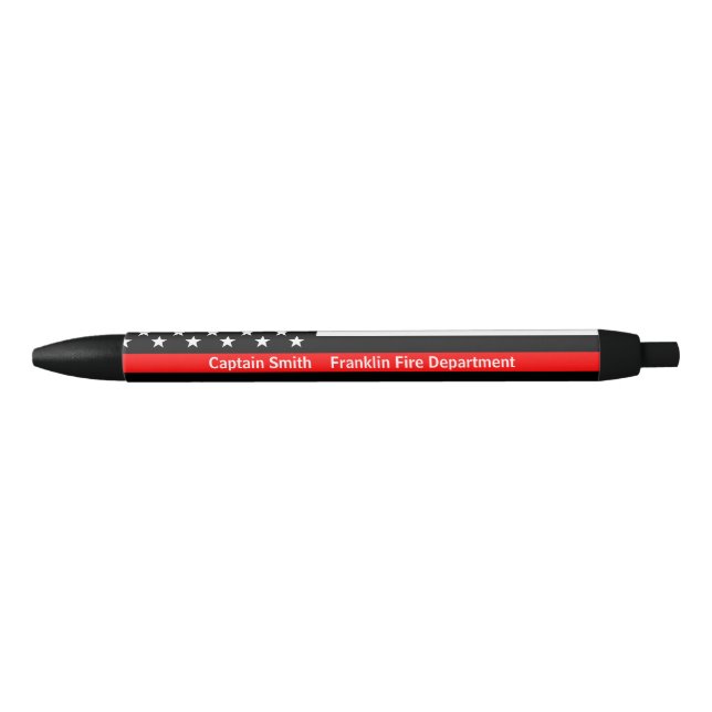 Thin Red Line Flag Firefighter Personalised Black Ink Pen (Front)
