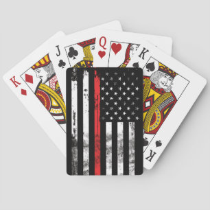 Thin Red Line Flag Firefighter Playing Cards