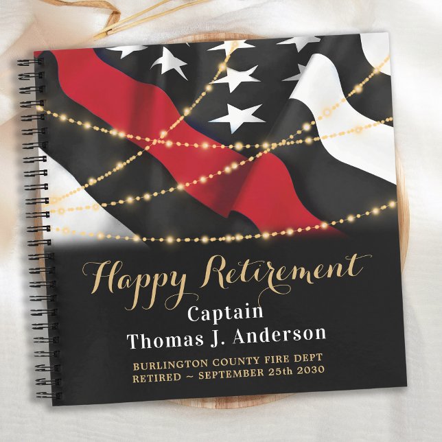 Thin Red Line Flag Firefighter Retirement Guest Notebook (Creator Uploaded)