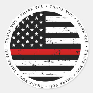 Thin Red Line Flag Firefighter Thank You Classic Round Sticker