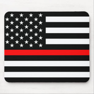 thin red line flag fireman firefighter usa united mouse mat