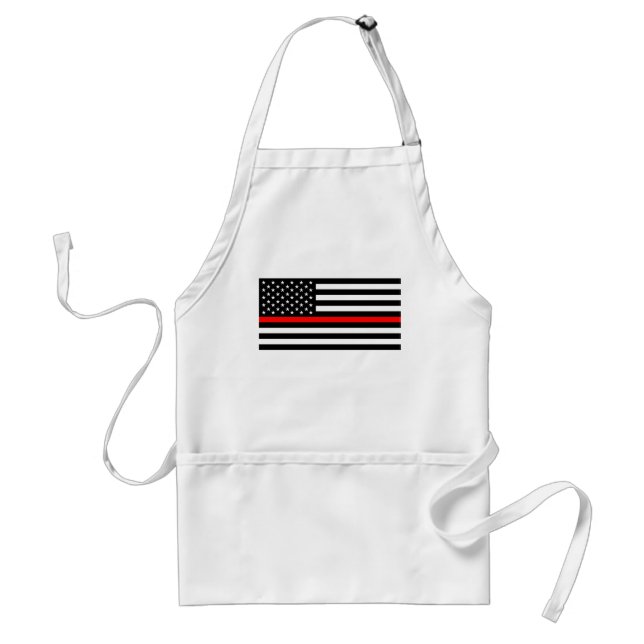 thin red line flag fireman firefighter usa united standard apron (Front)