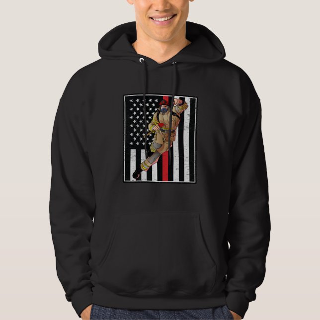 Thin Red Line Flag Fireman Hero for Firefighter Da Hoodie (Front)