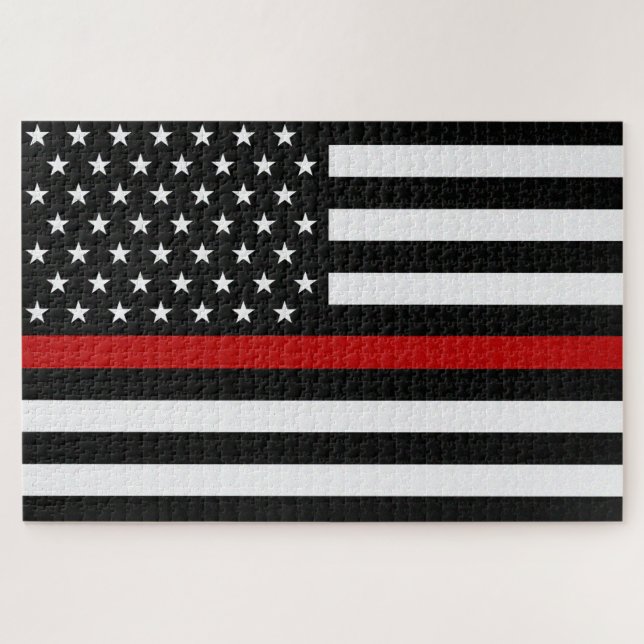 Thin Red Line Flag Jigsaw Puzzle (Horizontal)
