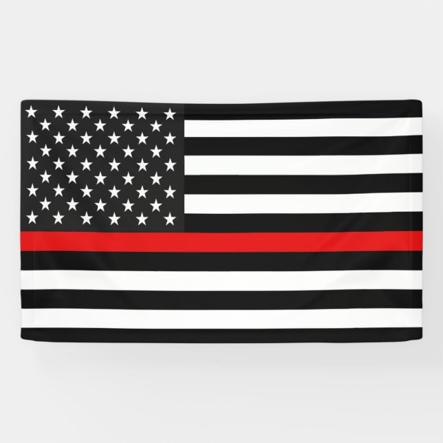 Thin Red Line Flag of the USA Banner (Horizontal)