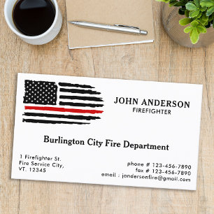 Thin Red Line Flag Personalised Firefighter Business Card