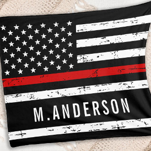Thin Red Line Flag Personalised Name Firefighter Fleece Blanket