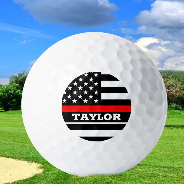 Thin Red Line & Golf USA personalised Fireman flag Golf Balls (Creator Uploaded)