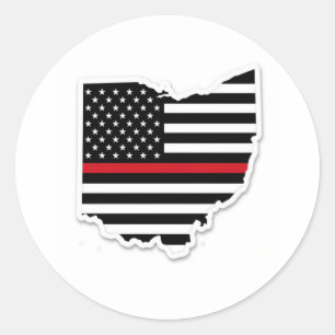 Thin Red Line Ohio Classic Round Sticker