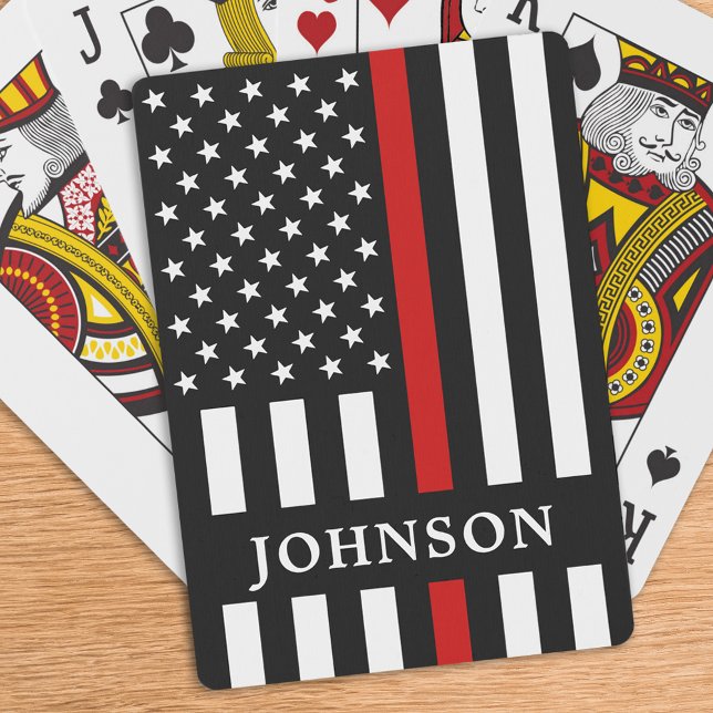 Thin Red Line Personalised Firefighter Playing Cards (Creator Uploaded)