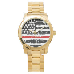 Thin Red Line Personalised Firefighter Retirement  Watch