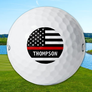 Thin Red Line Personalised Name Firefighter Golf Balls
