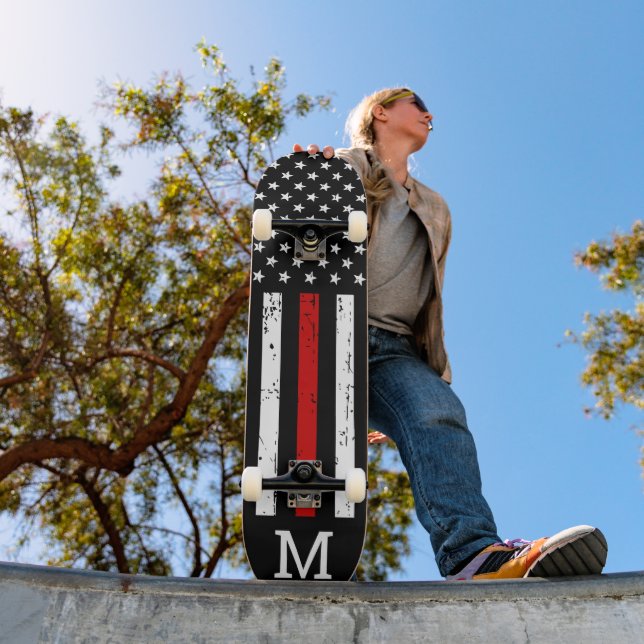 Thin Red Line Personalised Patriotic Firefighter Skateboard (Outdoor 1)
