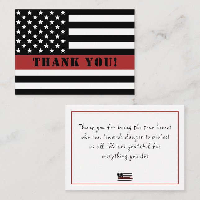 Thin Red Line USA Flag Firefighter Appreciation Card (Front/Back)