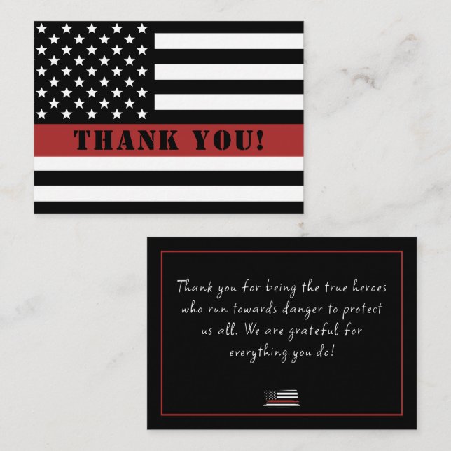 Thin Red Line USA Flag Firefighter Appreciation Card (Front/Back)