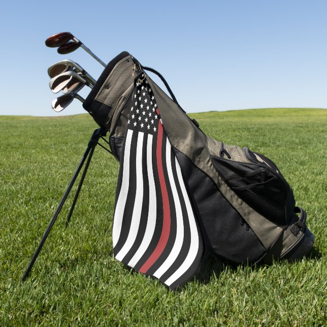 Thin Red Line USA Flag Firefighter Fire Department Golf Towel (Green)