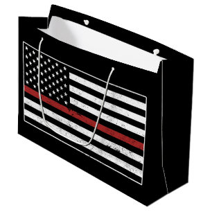 Thin Red Line USA Flag Firefighter Fire Department Large Gift Bag