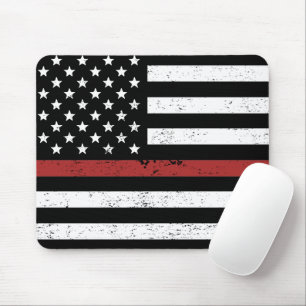 Thin Red Line USA Flag Firefighter Fire Department Mouse Mat
