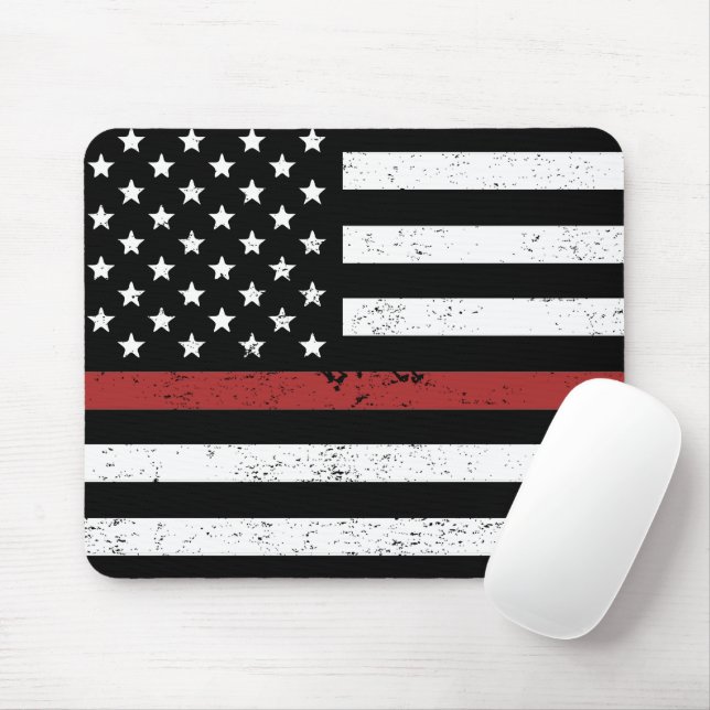 Thin Red Line USA Flag Firefighter Fire Department Mouse Mat (With Mouse)