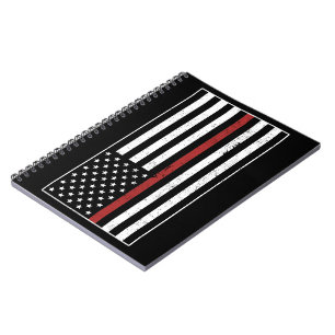 Thin Red Line USA Flag Firefighter Fire Department Notebook