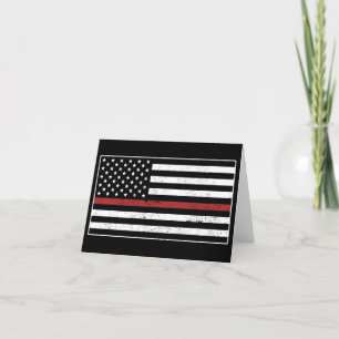 Thin Red Line USA Flag Firefighter Fire Department Thank You Card
