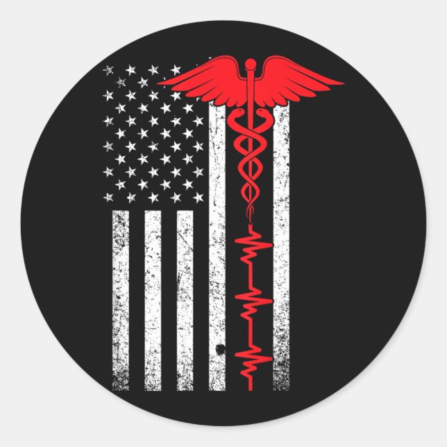 Thin Red Line USA Flag Nurse Classic Round Sticker (Front)