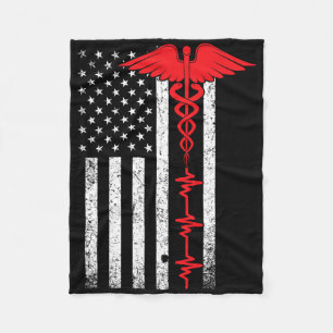 Thin Red Line Usa Flag Nurse For Women Girls Kids Fleece Blanket