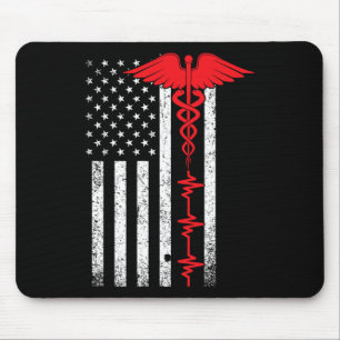 Thin Red Line Usa Flag Nurse For Women Girls Kids Mouse Mat